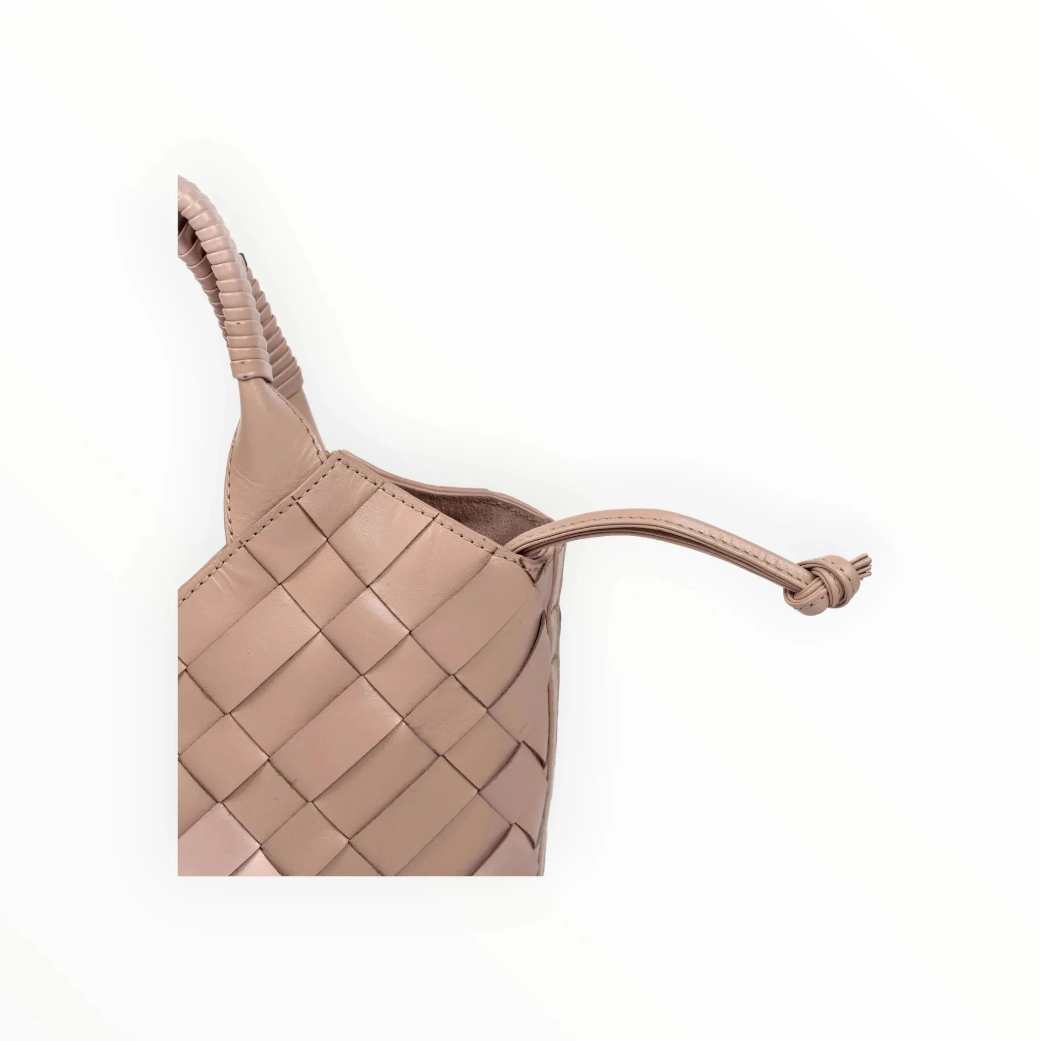 Taupe Mini Leather Shopper Bag by Aleo - Elegant and Practical
