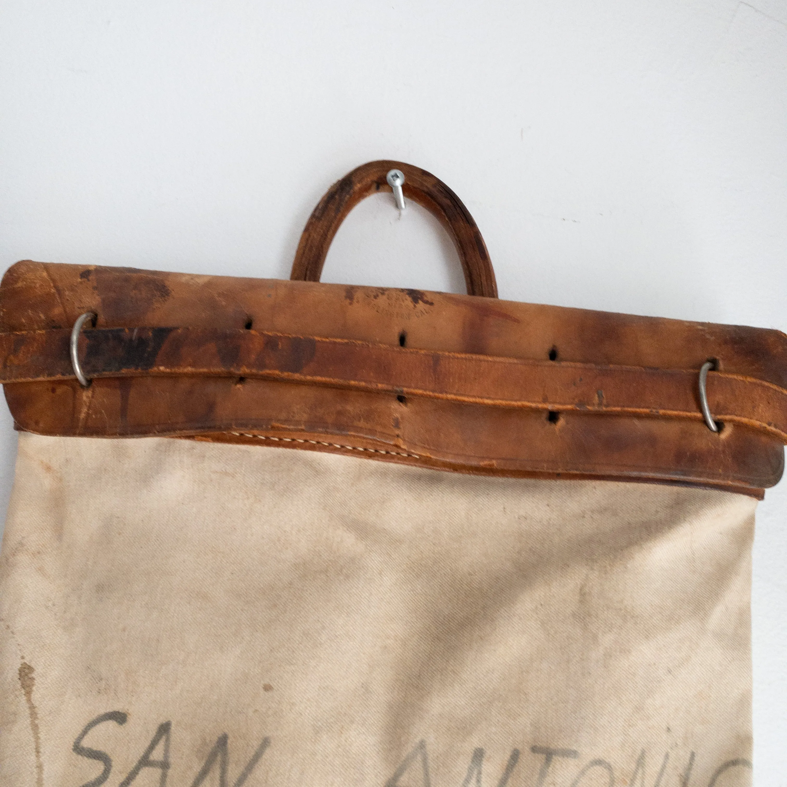 Vintage Railway Canvas and Leather Mail Bag - Authentic Antique Collectible