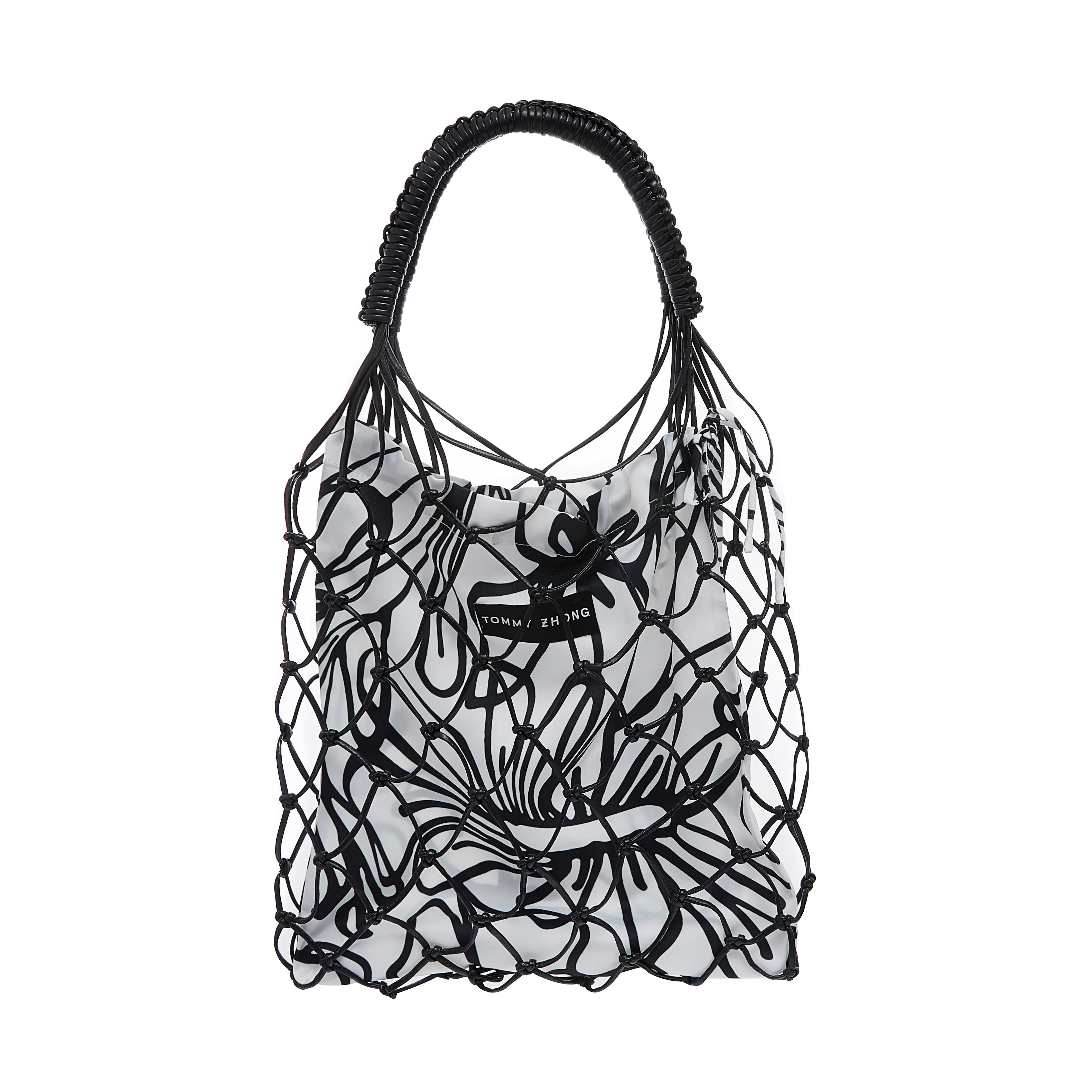 Holiday printed bucket bag-Black and White print