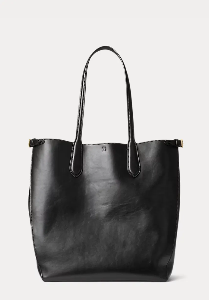 Polo Ralph Lauren Bellport Leather North-South Tote -Black