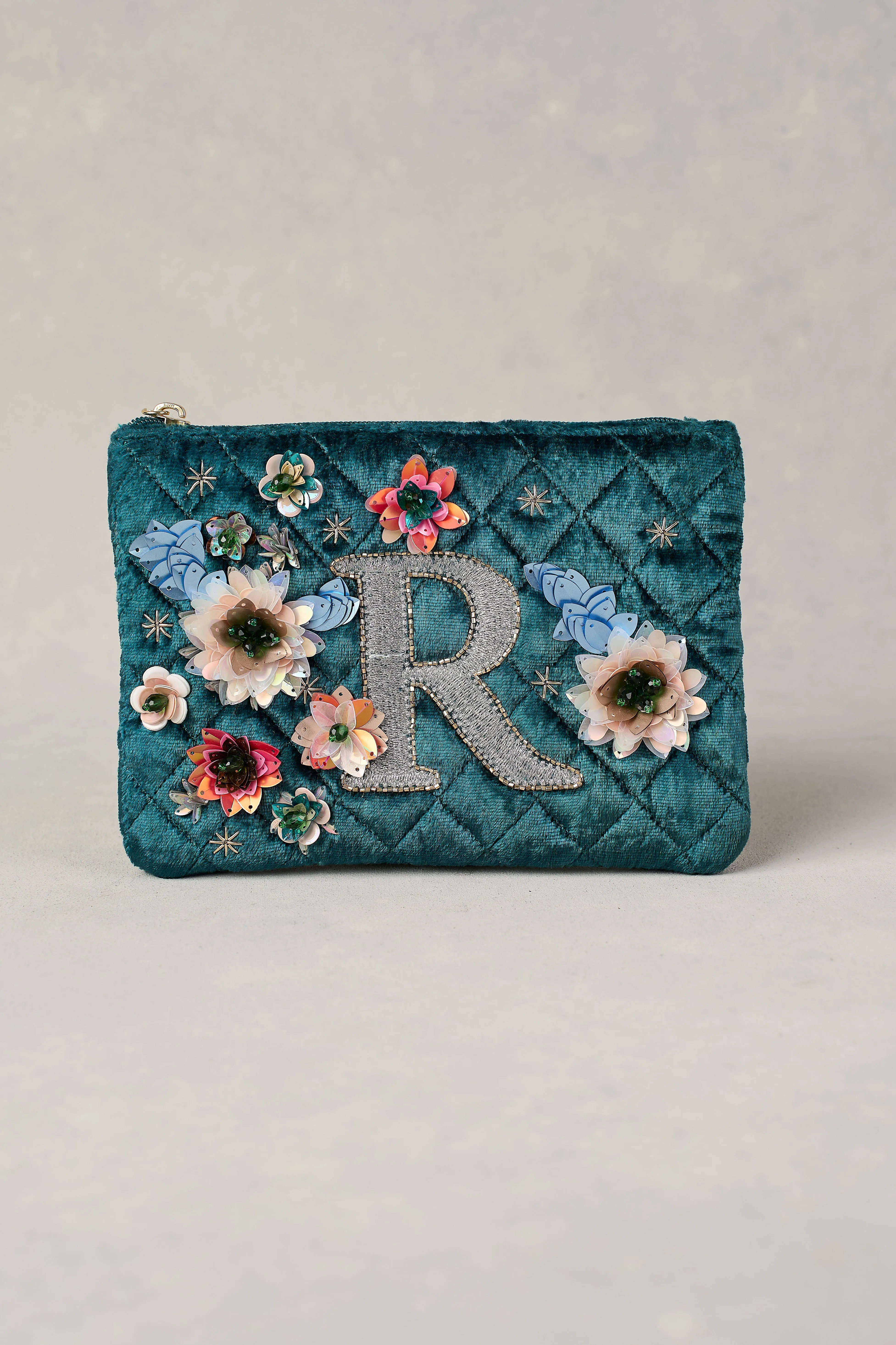 R Monogram Cosmetic Bag - Emerald