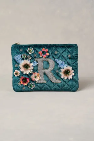 R Monogram Cosmetic Bag - Emerald